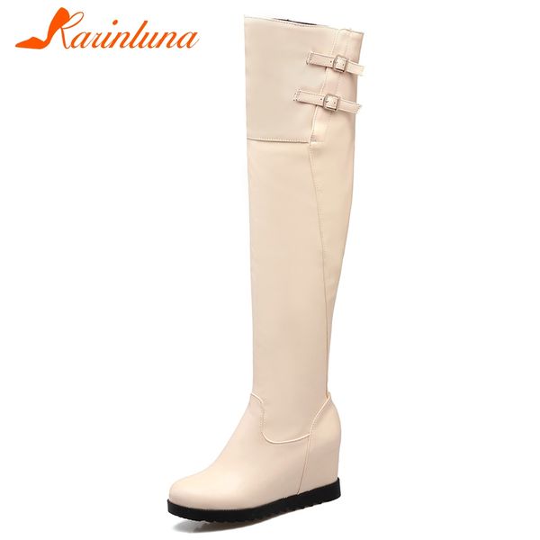 

karin 34-43 elegant height increasing over the knee boots ladies platform thigh high boots women 2019 high shoes woman, Black