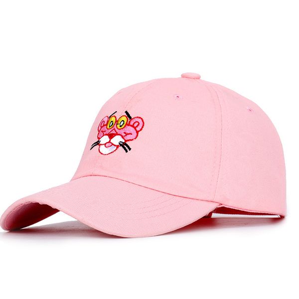 

new fashion cartoon embroidered baseball cap trend brand hip hop hat man woman pink panther adjustable bone, Blue;gray