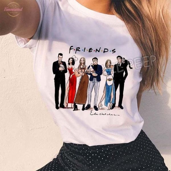 

2020 summer t shirt friend tv show kawaii graphic t shirt women harajuku cotton korean style women grunge aesthetic clothes, White