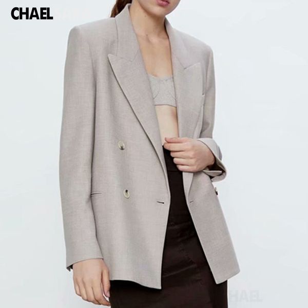 

women's suits & blazers spring autumn casual women jackets chic double breasted solid suit coat female office lady outwear, White;black