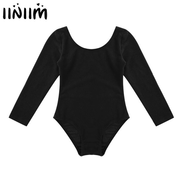 

iiniim teenage девушки танца балет боди с длинным рукавом трико платье для гимнастического купальник сценическое танцевальная одежда, Black;red