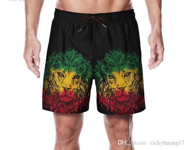 

мужская одежда 2019 3d лев волк шорты печати короткие брюки путешествия повседневная пляж шорты серфинг марка мода m  xl xxl, White;black