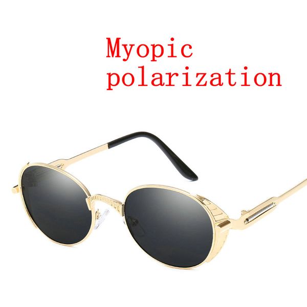 

2019 men women polarized sunglasses custom made myopia minus prescription lens metal myopia polarized punk sunglasses fml, White;black