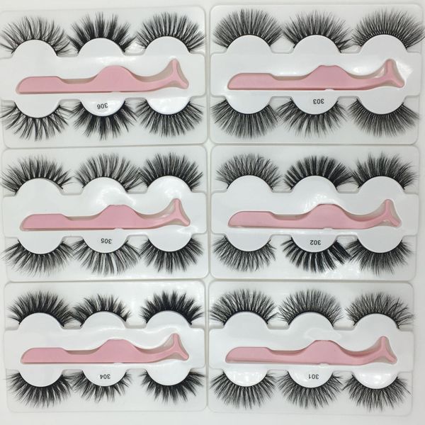 

3 pairs mink eyelashes set 3d thick false eyelashes & tweezer set thick eye lashes extension j182