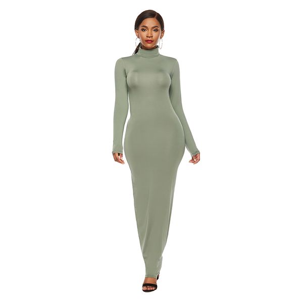 

s-5xl plus size casual dresses women clothing long dresses long sleeve turtleneck slim vintage maxi dress autumn party club robe dress, Black;gray