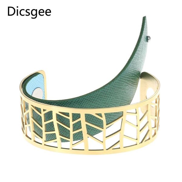 

cremo leaf gold stainless steel bracelets bangles for women acier inoxydable interchangeable bracelet femme manchette bijoux, Black