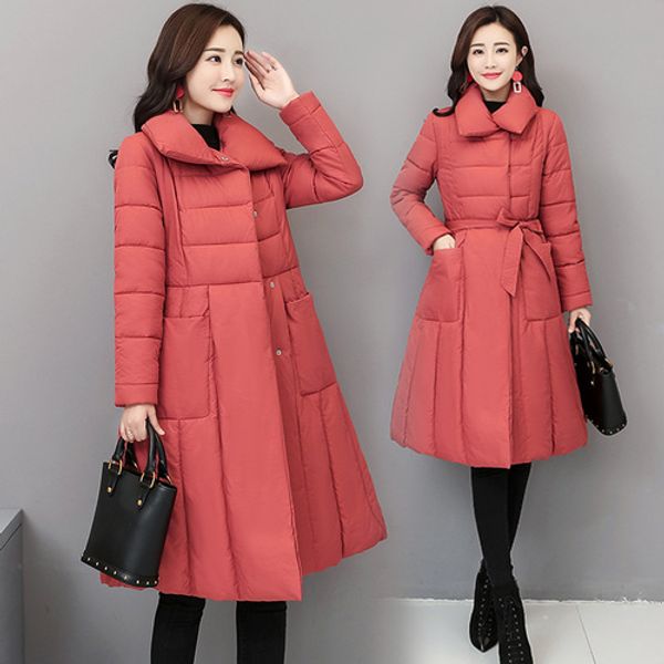 

winter new stylish women's windbreaker casaco feminino clothes cotton-padded long wind coat cardigan for women trench female, Tan;black