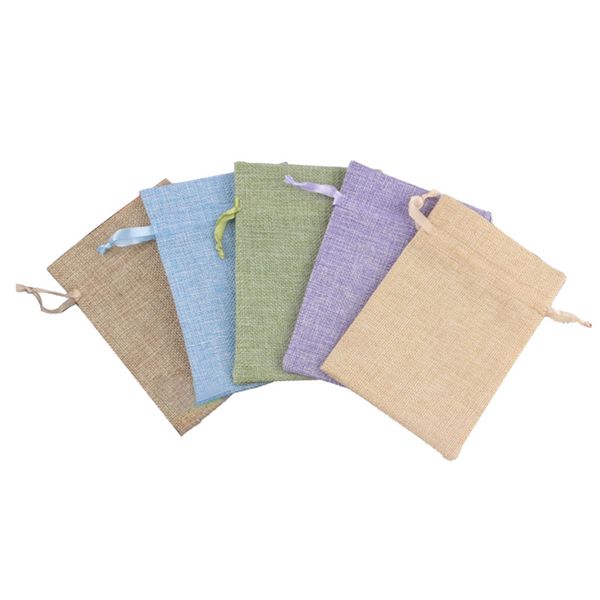 

25pcs burlap drawstring bags portable durable sack pouch linen pouch linen bag for party favor gift a30