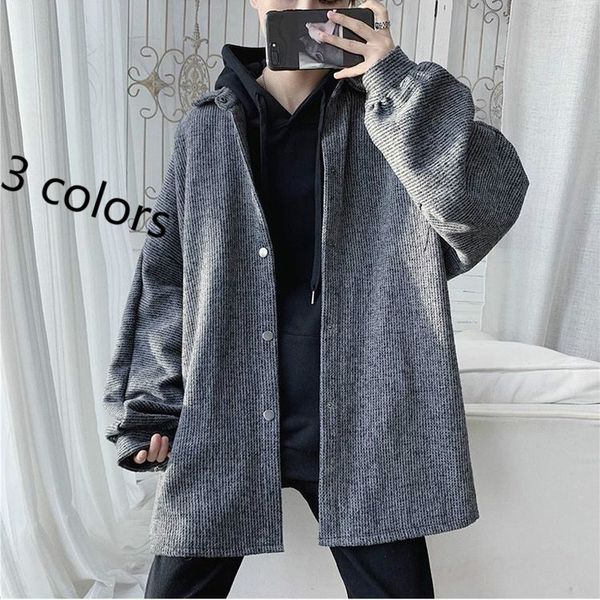 

coats and jackets men vintage solid japanese style soft loose 3xl plus size all-match daily leisure chic mens top, Black;brown