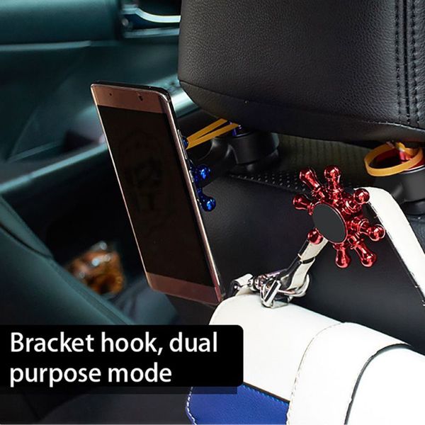 

onewell 2 in1 clips car headrest hook with phone holder seat back hanger for bag handbag purse grocery cloth portable