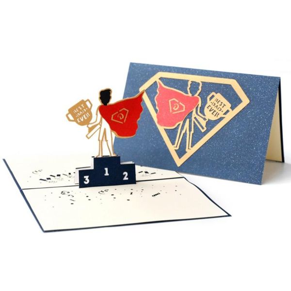 

3d laser cut handmade creative super dad i love dad blessing greeting card father's day birthday thanks giving