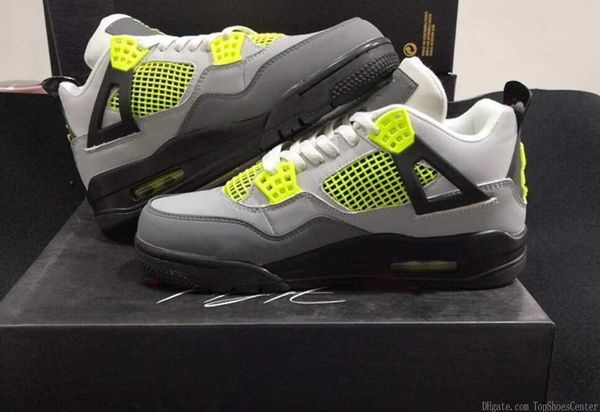 

2019 4s neon men basketball shoes with box 4s sneakers sneaker trainer shoes ing