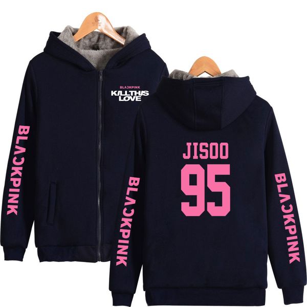 

vagrovsy kpop blackpink killthislove women/men fashion zipper hoodies warm thicken coats 2019 new streetwear sweatshirt, Black