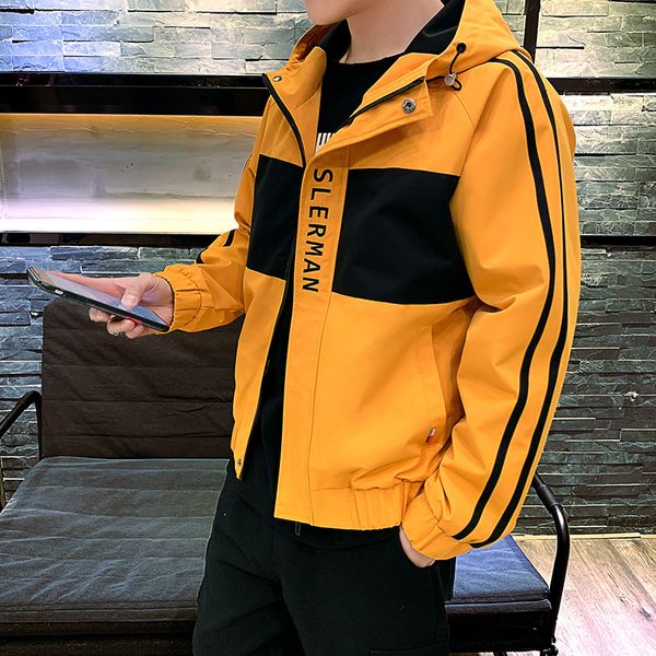 

новый стиль мужчины куртка men's anorak мода подросток куртки пальто мужчин student uniform, Black;brown