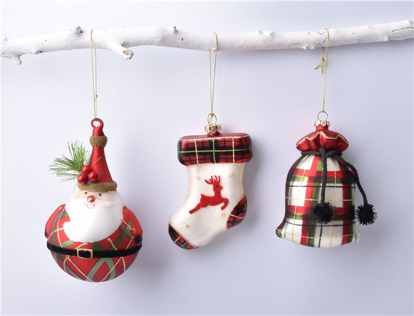 

christmas decorations scene layout gift ornaments pendant ornaments diy glass painted lattice old man shoes purse