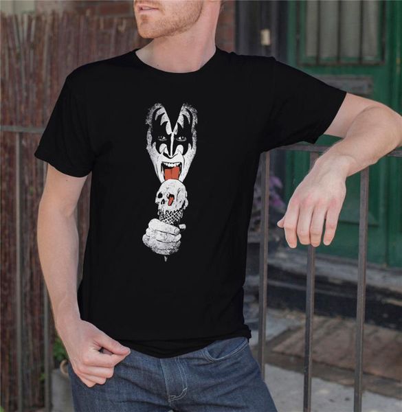 

поцелуй gene face men черная футболка rock band вентилятора tee shirt смешной футболочку, White;black