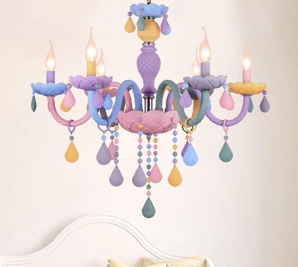 Lampade a sospensione moderne in cristallo Lampade da soffitto a colori macaron Cameretta per bambini Apparecchio di fantasia creativa per bambini Lampada a sospensione MYY