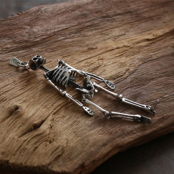 

Gothic new 925 sterling silver handmade jewelry American European designer antique silver skeleton vintage necklace pendants for men women