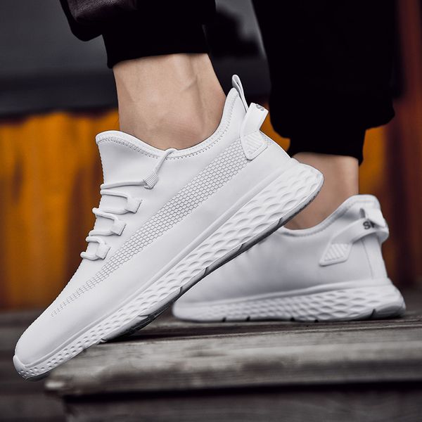 

loveon2019 spring autumn casual shoes male big size 48 lace-up lightweight breathable men sneakers white fashion trending, Black
