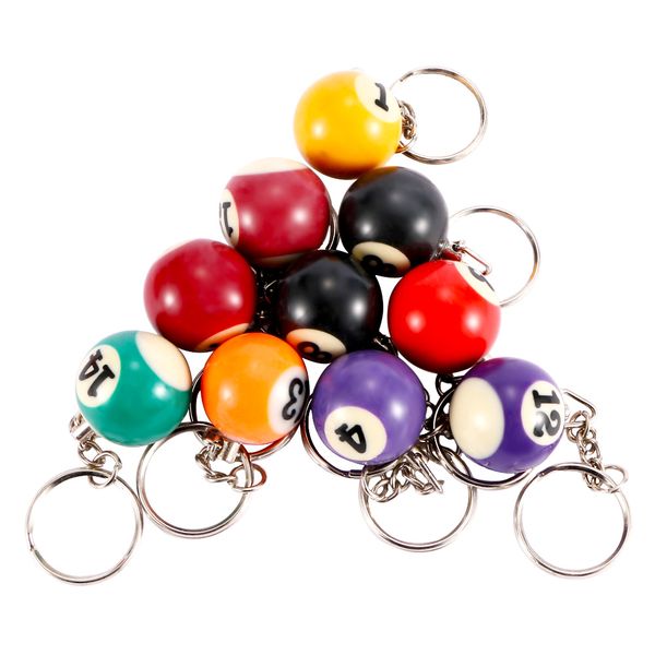

1pc table ball key ring creative billiard snooker key chain gift personalized women girls bag pendant charms birthday jewelry, Silver