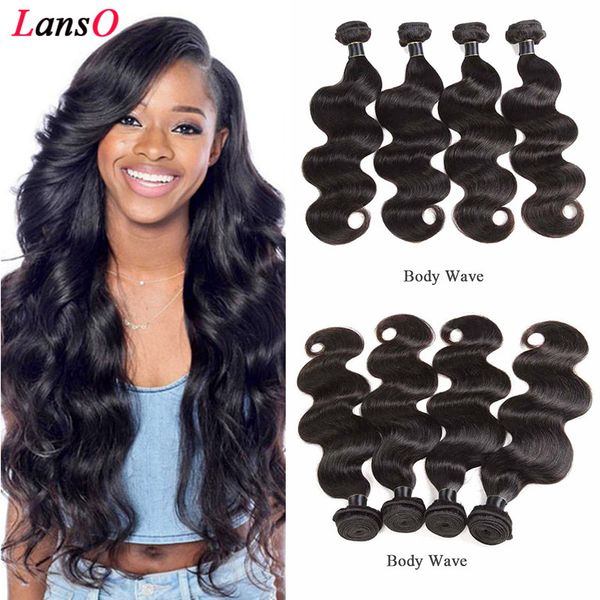 

8a peruvian brazilian body wave hair 4 bundles peruvian virgin hair body wave unprocessed human hair extensions double weft body wave, Black