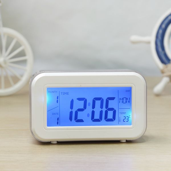 

digital alarm clock battery operated night light time temperaturer display soft night light save energy for home office