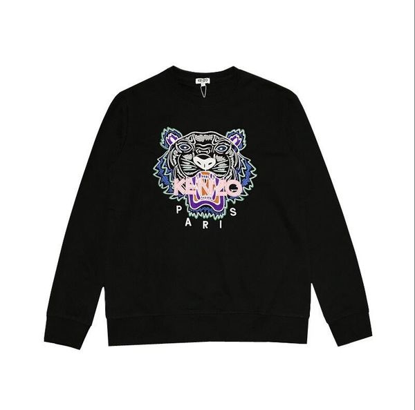 

2019 sweater ladies cotton color ring striped letters animal print casual shirt long-sleeved sweater tiger head embroidery--5, White