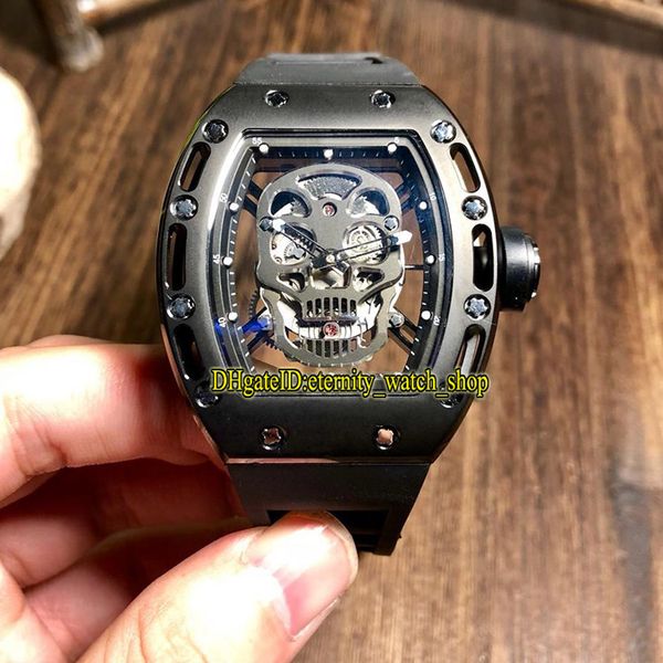 

специальное предложение роскошный rm 052 pvd черный корпус череп скелет циферблат япония miyota автоматический rm52-01 мужские часы каучуков, Slivery;brown