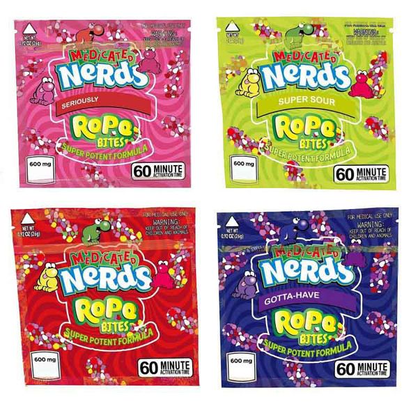

Nerds Rope Bites Bag Newest Empty Square Gummy Medicated Mylar Bag Packaging Pouch for Dry Herb Tobacco Flower Storage Retail In Stock