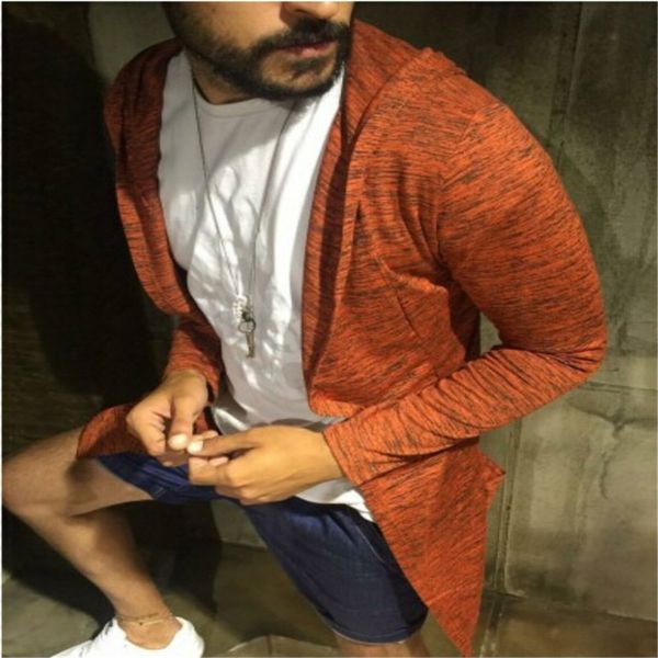 

men hooded sweatshirts with white gown hip hop mantle hoodies fashion jacket long sleeves cloak man's coats outwear, Black