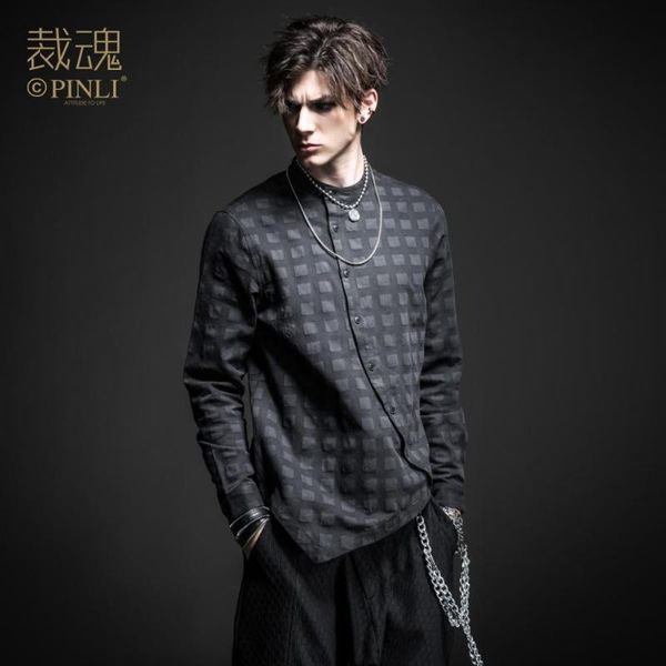 

men's casual shirts soul spring dark black irregular cotton long-sleeved shirt bc193113390, White;black