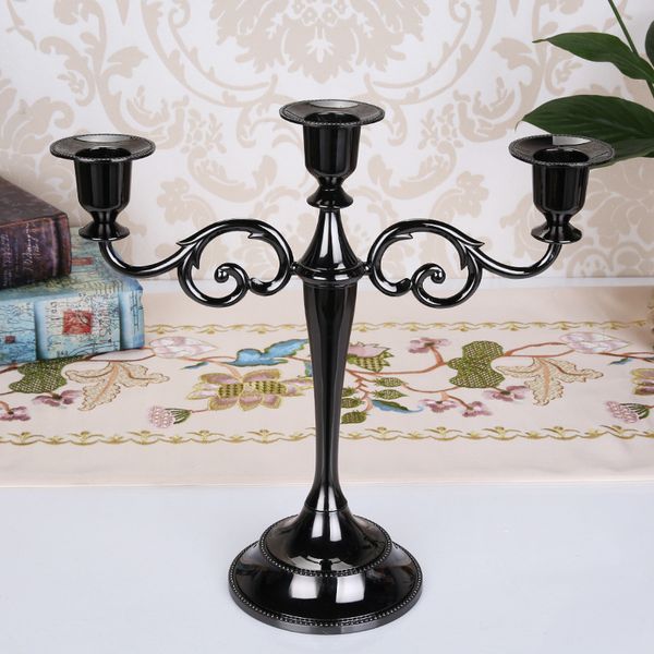 

metal gold/bronze plated candle holder retro 3-arms candelabra for wedding prop candlelight dinner l home decoration