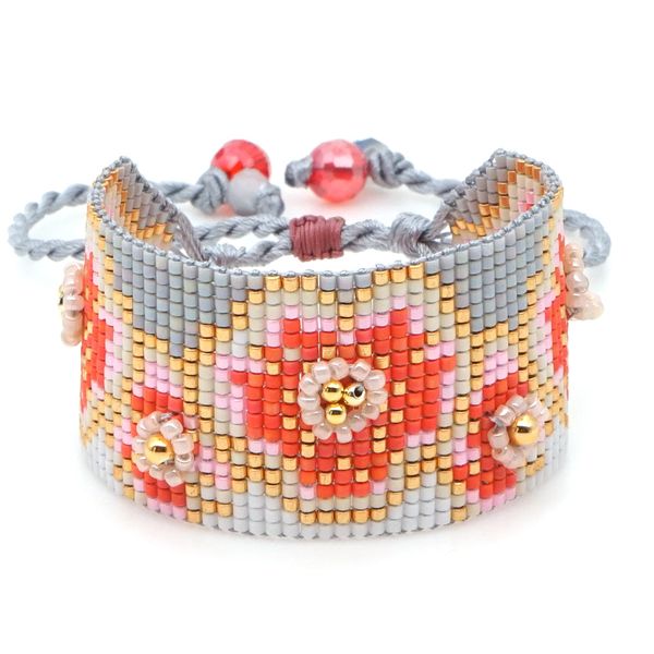 

go2boho miyuki bracelet flower jewelry women pulseras mujer 2019 cuff bracelets handmade loom woven bohemian fashion summer sea, Golden;silver