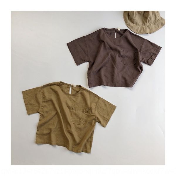 

children's 2020 tong chen shan tong chen shan children's light and soft hemp cotton cotton shirt men's and women's round, White;black