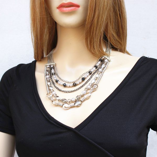 

boho jewelry european antique silver rhinestone long chain pendant necklace