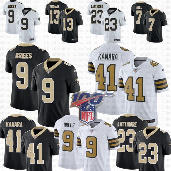 

New 9 drew bree orlean jer ey 41 alvin kamara 13 michael thoma aint jer ey 7 tay om hill 23 mar hon lattimore 5 teddy bridgewater, Black;gray