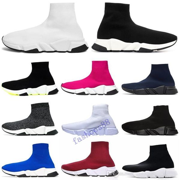 

2020 fashion designer sock shoes speed trainer casual sock boot triple black white red flat runner women mens sneakers 36-45