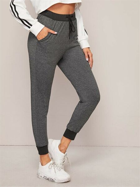 

women high waist trousers fitness girl yoga leggings joggers gym sweatpant pants, Black;white