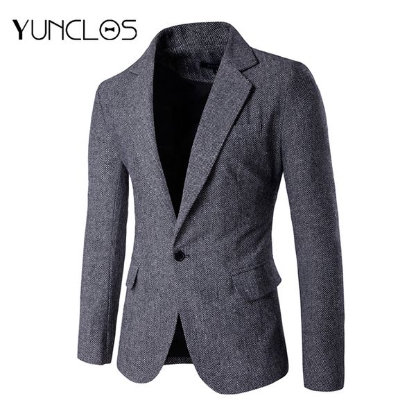 

yunclos 2019 slim fit men's blazer casual jackets solid color gray blazer jackets terno masculino male, White;black