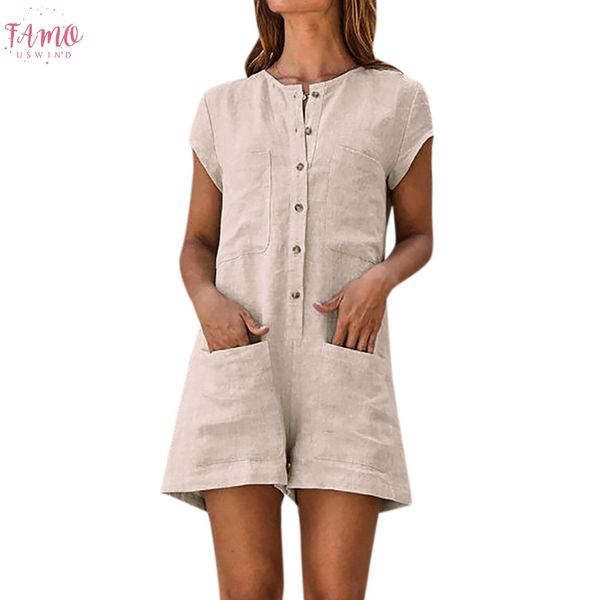 

women playsuit v neck solid romper short sleeve casual pocket button jumpsuits women rompers clothes summer beach, Black;white