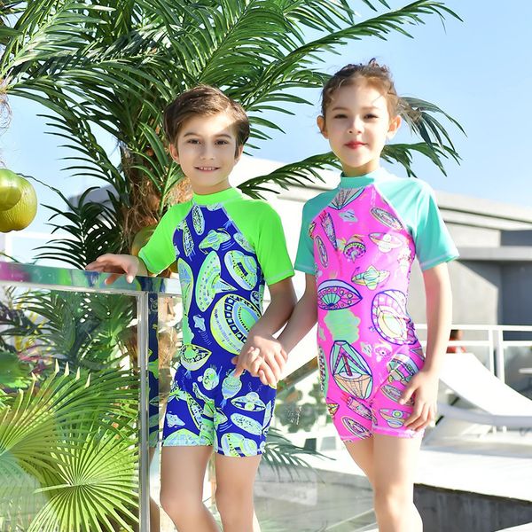 

children's swimsuit kids girls 2019 for swimwear child girl print zipper private short long sleeve polyester sierra surfer, White;black