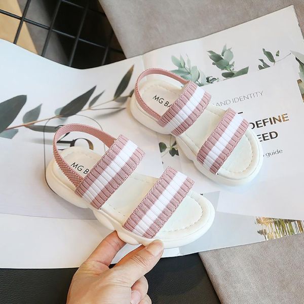 

sandals telotuny kids girls boys stretch fabric striped non-slip summer breathable beach shoes children, Black;red