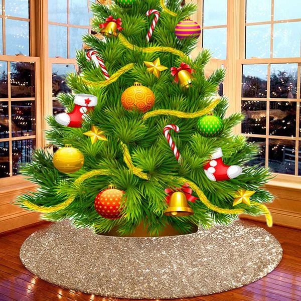 

christmas decorations tree round skirt carpet shiny fabric gold glitter mat beautiful pography