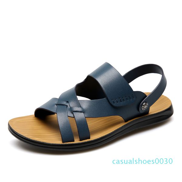 

mrccs new rome style light weight sandals,men summer daily beach shoes,male blue/yellow solid color leisure slipper c30, Black