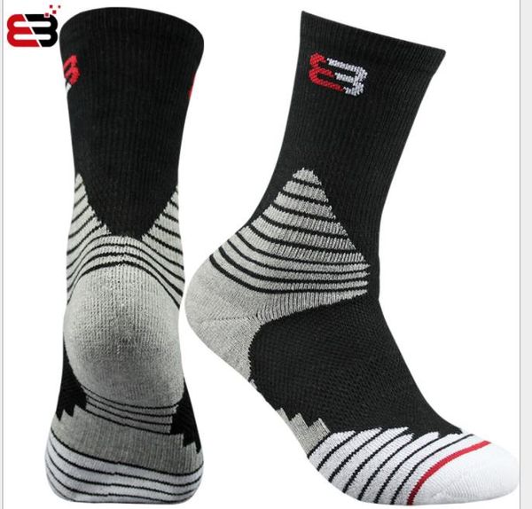 

four seasons men's elite basketball socks, high sports socks, men's towel bottom thickened pure cotton antiodor, Black