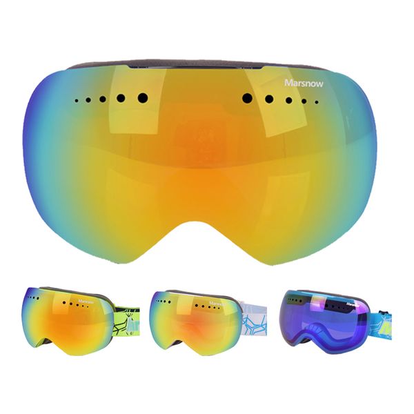 

large spherical ski goggles double lens uv400 anti-fog snowboard glasses for men women snowmobile eyewear winter mask