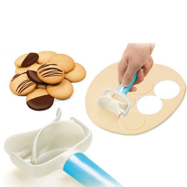 

3pcs portable slicer dough knife set cookie dumpling cake baking mold tool blue kitchen tool round square