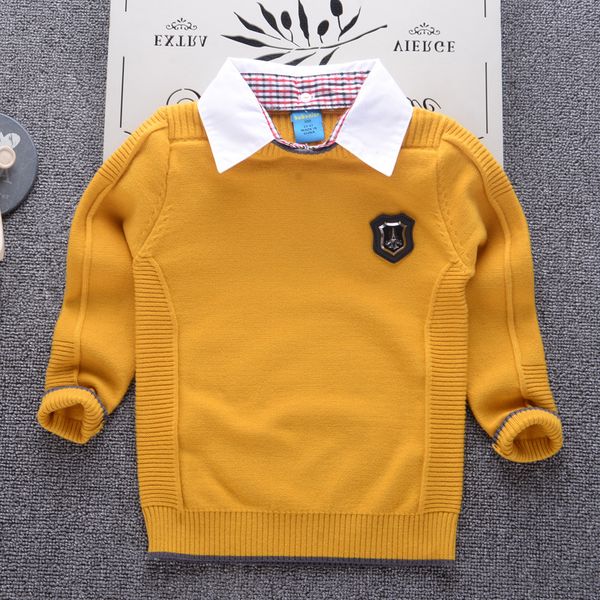 

formal turn down collar sweater cottons winter thicken kids knitwear coats collar children's jackets pullover, Blue