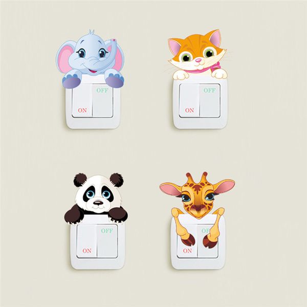 

cute animals elephant cat panda giraffe light switch sticker remoable wall sticker for kids baby nursery home decal murla decor