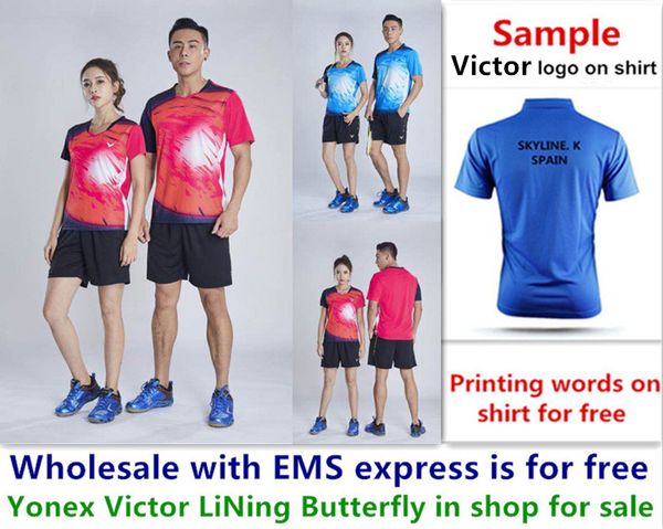 

wholesale ems for text printing for new badminton shirt clothes table tennis t sport shirt clothes b015, White;black